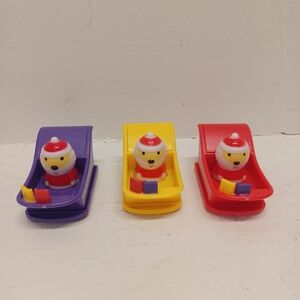 Baker Ross Santa Sleigh Pull Back Racer Toys Christmas Holiday Toy Set Of 3